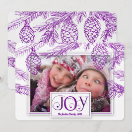 Tarjeta Festiva Violet Purple Pines Navidades Joy Photo
