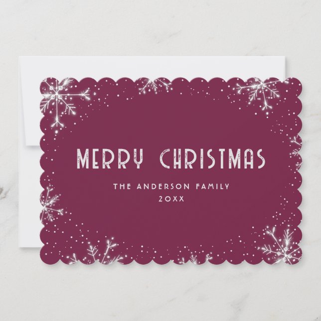 Tarjeta Festiva Violet Silver Snowflake Christmas Card (Anverso)