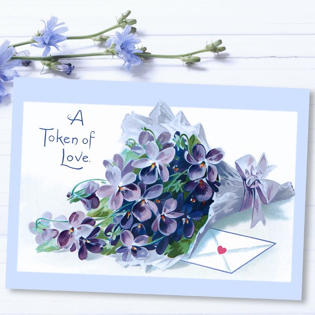 Tarjeta Festiva Violetas de San Valentín antiguas y saludo (Subido por el creador)