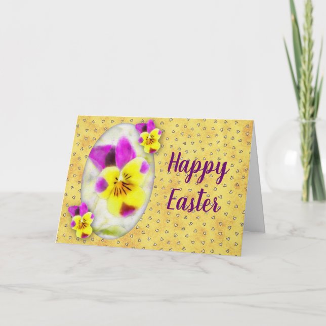 Tarjeta Festiva Violets Easter Card (Anverso)