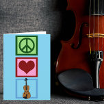 Tarjeta Festiva Violín de amor por la paz Navidades violinistas az<br><div class="desc">Peace Love Violin regalo para un violinista de estos Navidades. signo de paz de bonito,  corazón y diseño de instrumentos.</div>