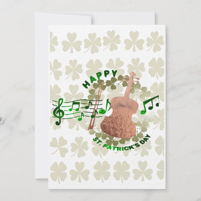 Tarjeta Festiva Violin Día de San Patricio  (Anverso)