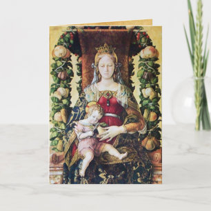 Tarjeta Festiva VIRGEN CON NIÑO, RÚO Rojo