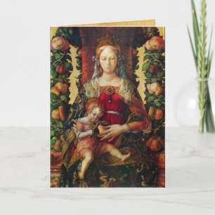 Tarjeta Festiva VIRGEN CON NIÑO, RÚO Rojo