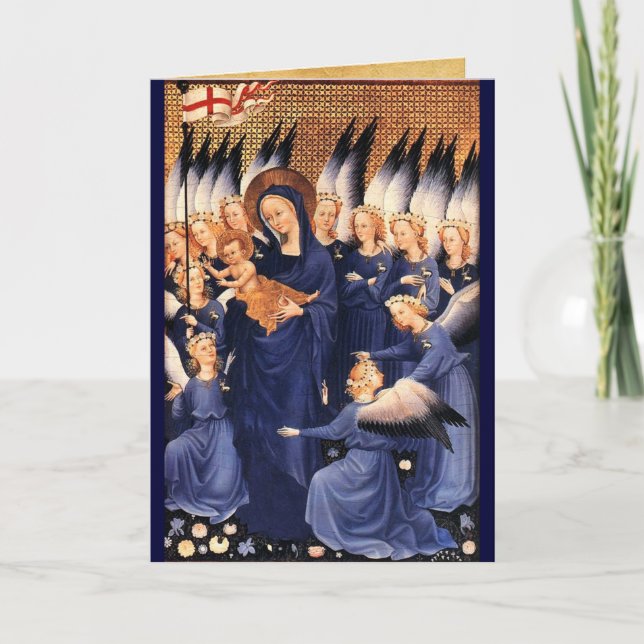 TARJETA FESTIVA VIRGEN CON NIÑOS Y ÁNGELES (Anverso)