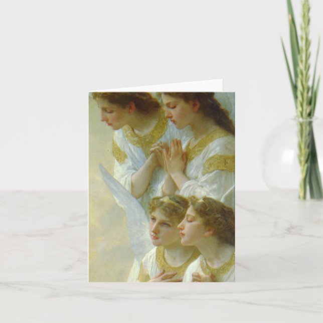 Tarjeta Festiva Virgen de Bouguereau y niño de Cristo con ángeles (Anverso)