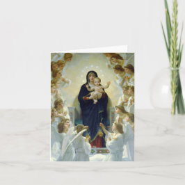 Tarjeta Festiva Virgen de Bouguereau y niño de Cristo con ángeles