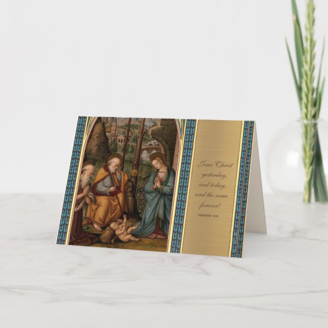 Tarjeta Festiva Virgen de la Natividad María Jesús Escritura de Jo (Anverso)