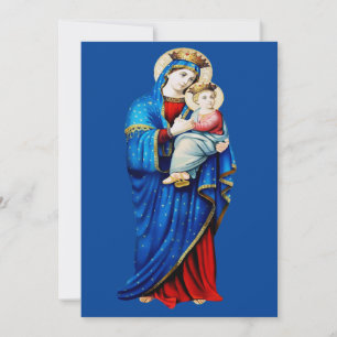 Tarjeta Festiva Virgen María con Niño Jesús