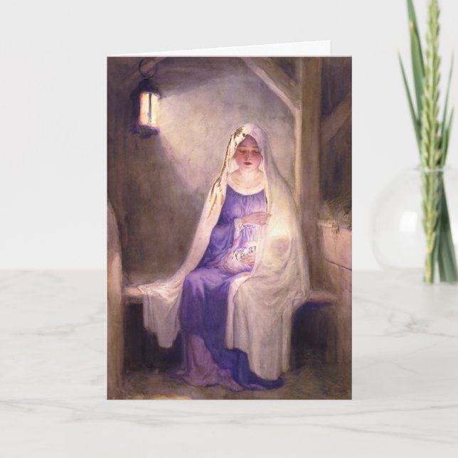 Tarjeta Festiva Virgen María que detiene al bebé Jesús 1912 (Anverso)