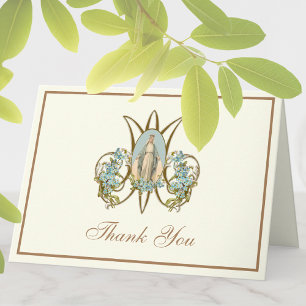 Tarjeta Festiva Virgen María Religiosa Católica Floral Elegante