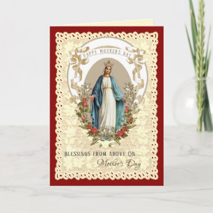 Tarjeta Festiva Virgen María Religiosa Día de las Madres Católico