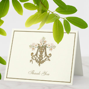 Tarjeta Festiva Virgen María Religiosa Elegante Lirios de Oro