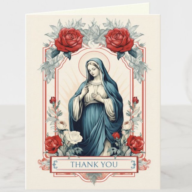 Tarjeta Festiva Virgen María Religiosas Rosas Católicas (Such a beautiful card for any occasion! )