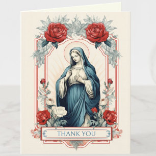 Tarjeta Festiva Virgen María Religioso Católico Rosas
