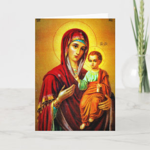 Tarjeta Festiva Virgen María y Jesús