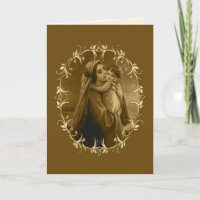Virgen María y Niño Jesús, frontera de oro abstrac