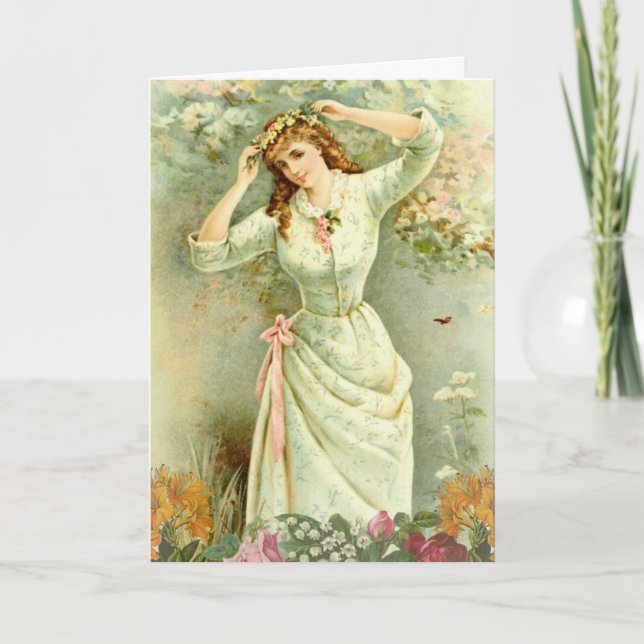Tarjeta Festiva Virgen Mayo Día Beltane (Anverso)