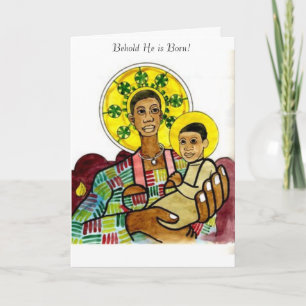 Tarjeta Festiva Virgen Negra y Niño