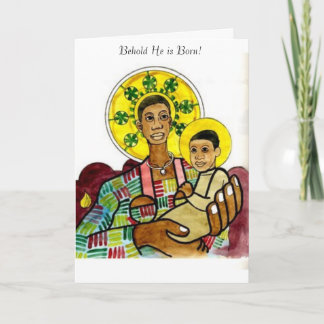 Tarjeta Festiva Virgen Negra y Niño