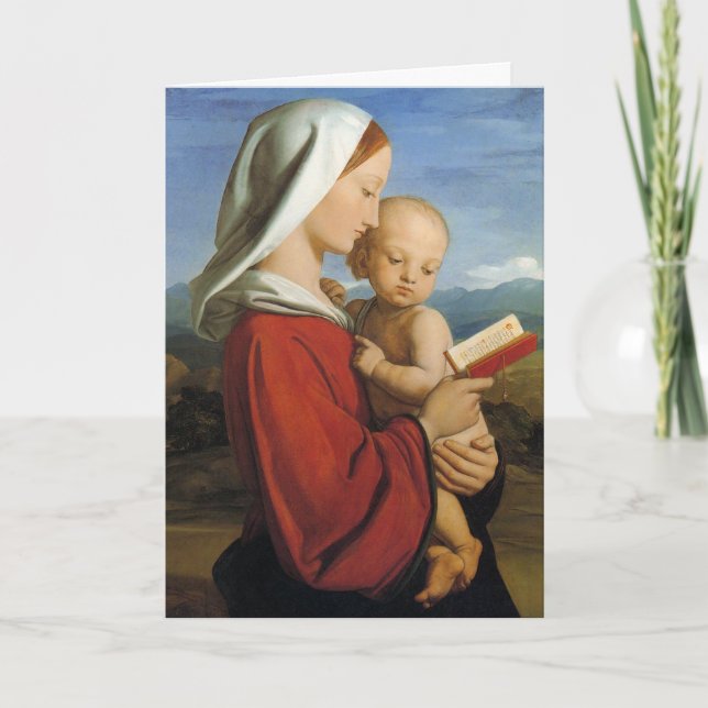 Tarjeta Festiva Virgen y niño escoceses del siglo XIX (Anverso)