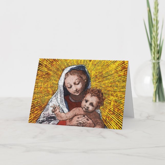 Tarjeta Festiva Virgen y niño I (Anverso)