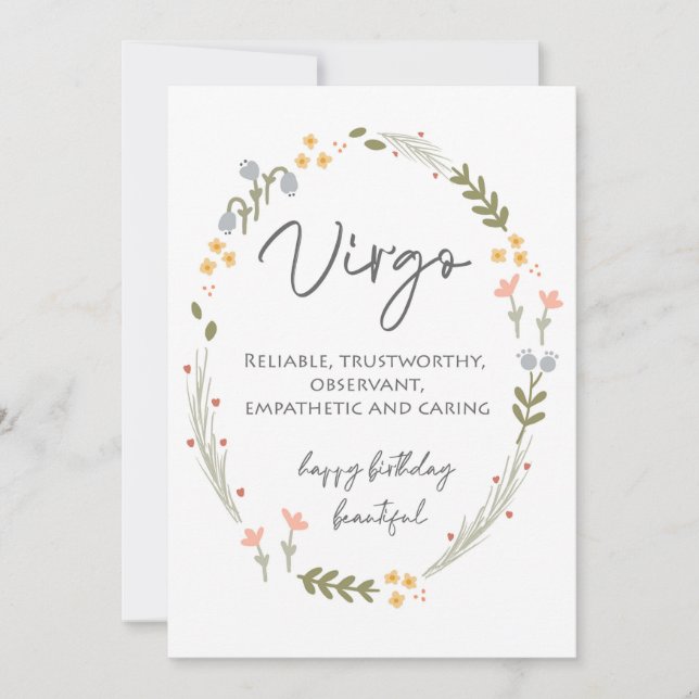 Tarjeta Festiva Virgo Happy Birthday Card Hearfelt Virgo Gift (Anverso)