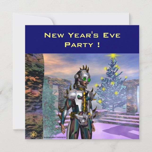 TARJETA FESTIVA VISIÓN DE AÑO NUEVO DE UN CIBORG (Anverso)