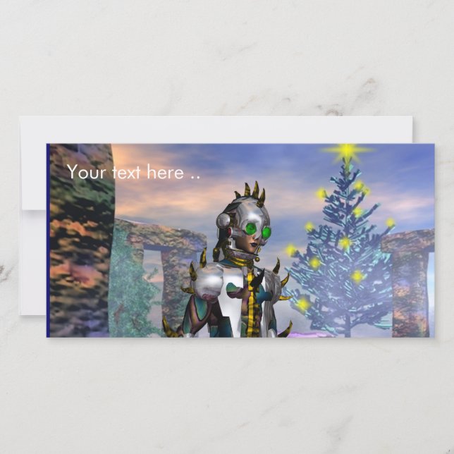 TARJETA FESTIVA VISIÓN DE AÑO NUEVO DE UN CIBORG (Anverso)