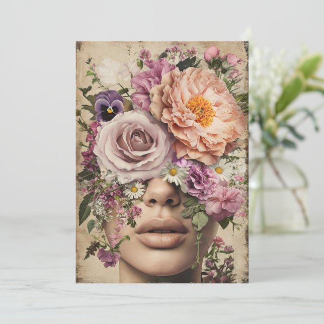 Tarjeta Festiva Visión floreciente (Anverso de pie)