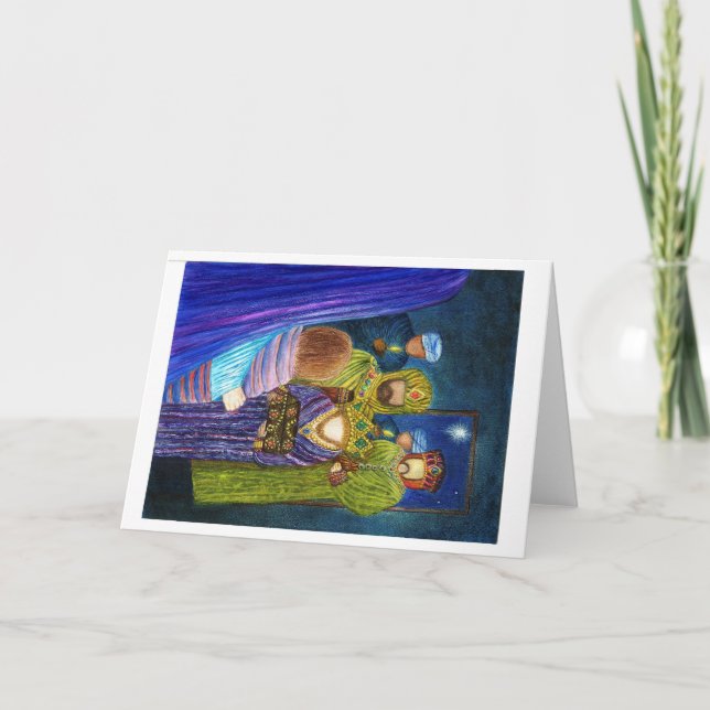 Tarjeta Festiva Visita de unos de los reyes magos (Anverso)
