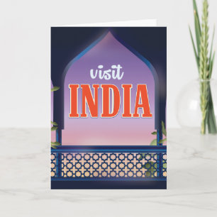 Tarjeta Festiva Visita impresión de viaje vintage de la India.
