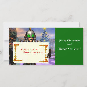 TARJETA FESTIVA VÍSPERA DE AÑO NUEVO DE UN CIBORG