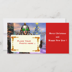 TARJETA FESTIVA VÍSPERA DE AÑO NUEVO DE UN CIBORG