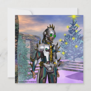 TARJETA FESTIVA VÍSPERA DE AÑO NUEVO DE UN CIBORG