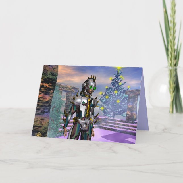 TARJETA FESTIVA VÍSPERA DE CIBORG DE AÑO NUEVO (Anverso)