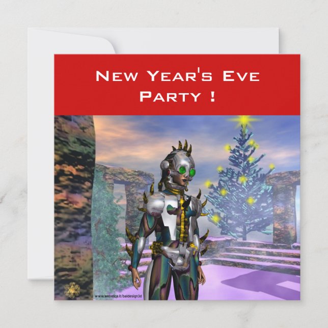 TARJETA FESTIVA VÍSPERA DE CIBORG DE AÑO NUEVO (Anverso)