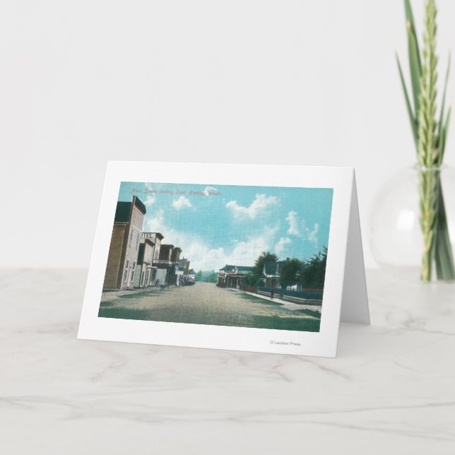 Tarjeta Festiva Vista del Este desde la calle Principal (Anverso)