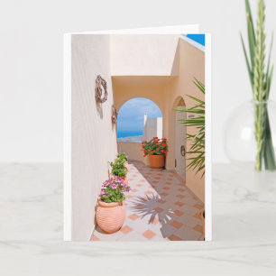 Tarjeta Festiva Vista en la isla de Santorini