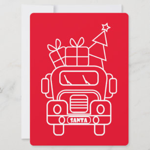 Tarjeta Festiva Vista frontal del camión de Navidades de esquema