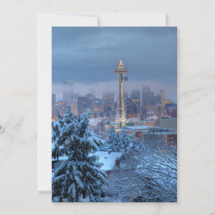 Tarjeta Festiva Vista panorámica de Snowy Seattle
