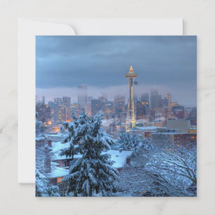 Tarjeta Festiva Vista panorámica de Snowy Seattle
