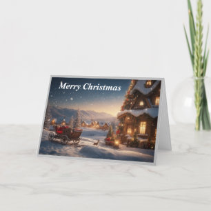 Tarjeta Festiva Vista panorámica del pueblo de la nieve