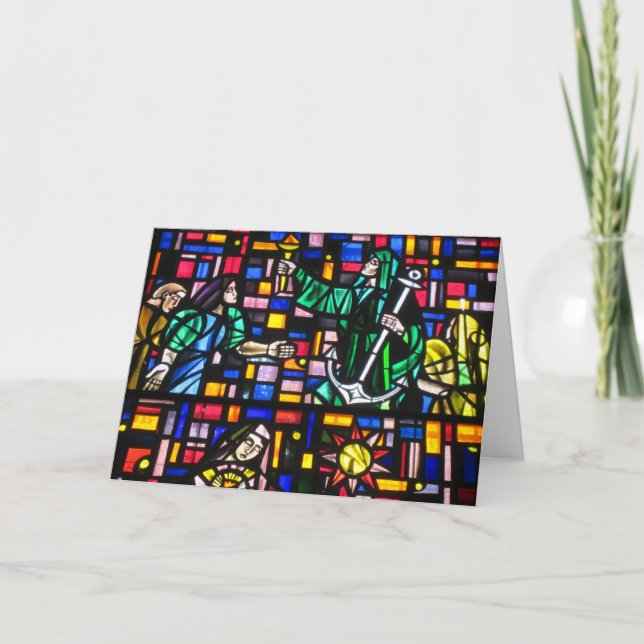 Tarjeta Festiva vitral pascua (Anverso)
