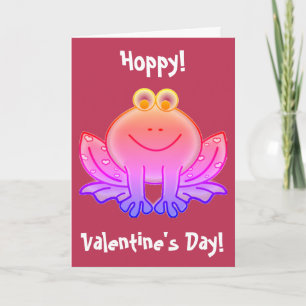 Tarjeta Festiva Viva Magenta Funny Frog Día de San Valentín