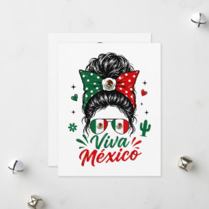 Tarjeta Festiva Viva México Chica Bandera de México Patriótica Mex