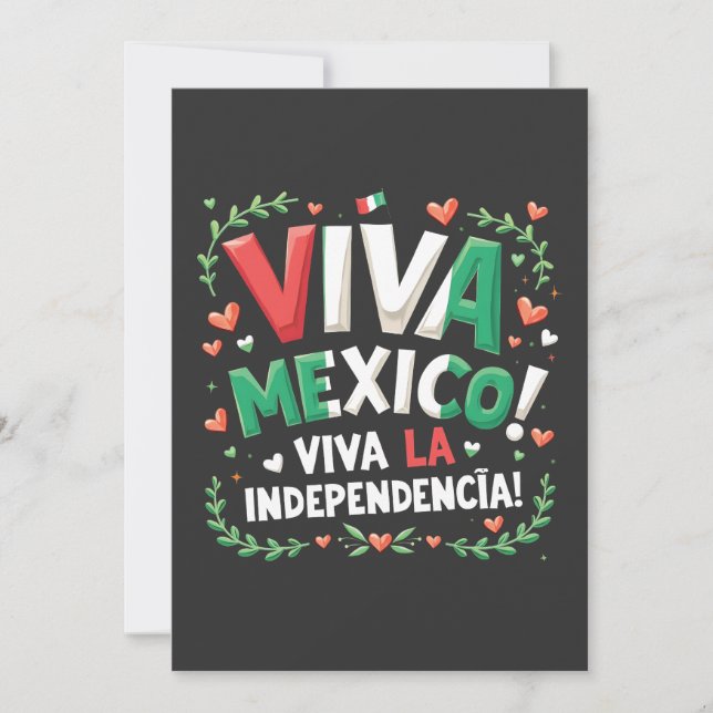 Tarjeta Festiva Viva México vive la independencia (Anverso)