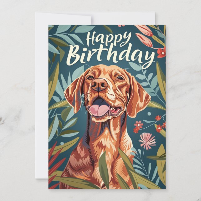 Tarjeta Festiva Vizsla Birthday (Anverso)