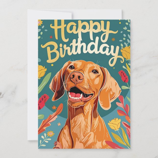 Tarjeta Festiva Vizsla Birthday (Anverso)