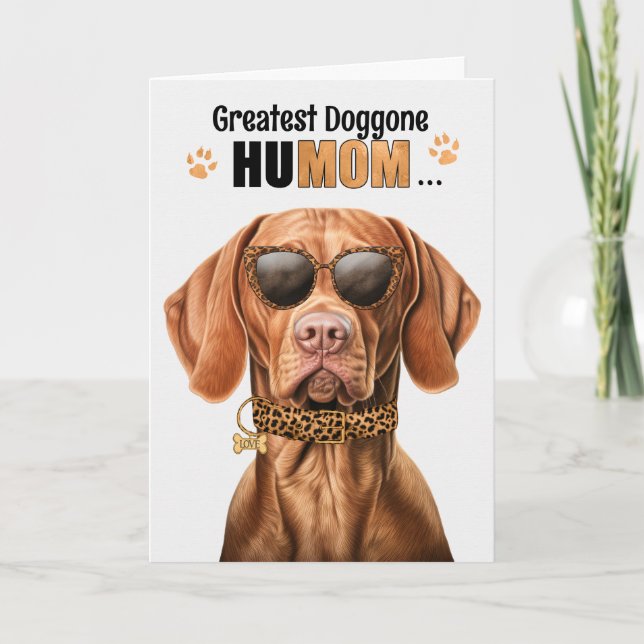 Tarjeta Festiva Vizsla Dog mejor HuMOM del Día de la Madre (Anverso)